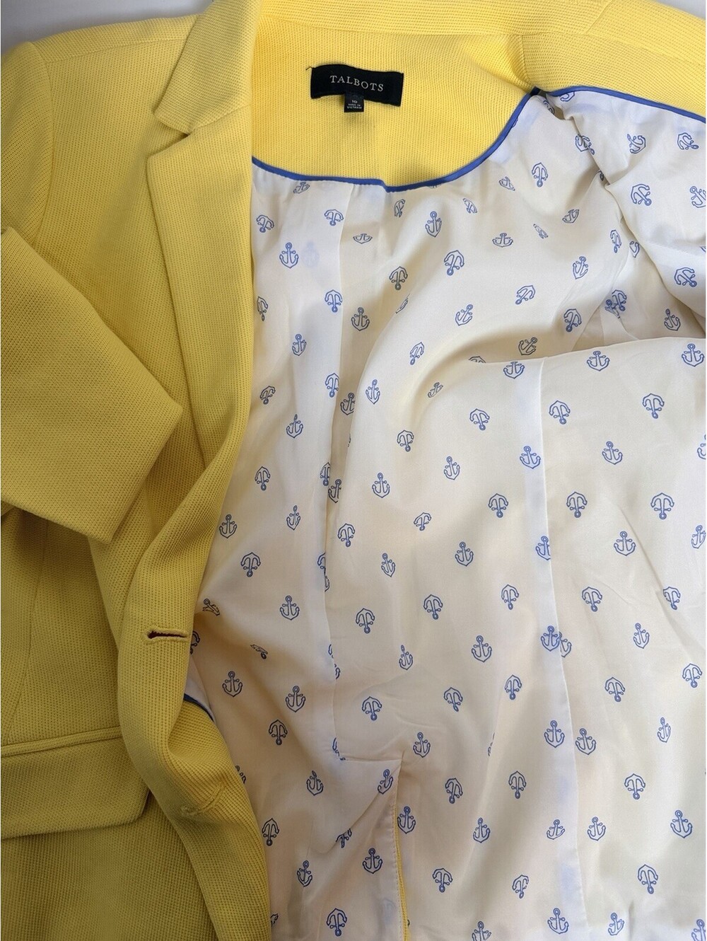 Talbots 100% Cotton Women's Jacket Blazer Size 10 Yellow